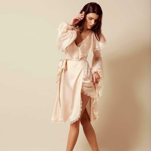 Agent Provocateur Sage Nude Wrap Silk Dress UK12 Large NWT